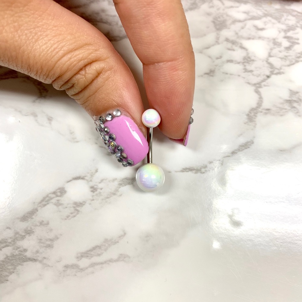 Pastel tone marble belly ring